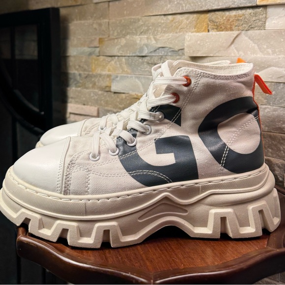 Shoes - Unisex Sz 9.5-10 Eur 41 GO Combat Boots White Grey Orange Lace Up Boot Shoe EUC